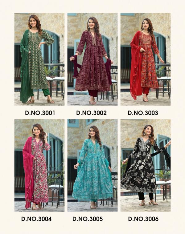 Radhika Anarkali Vol 3 Rayon Kurti Pant With Dupatta Collection