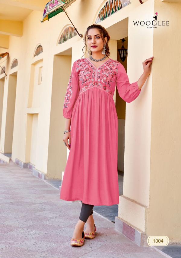 Wooglee Vedam Fancy Rayon Embroidered Kurti Collectionc