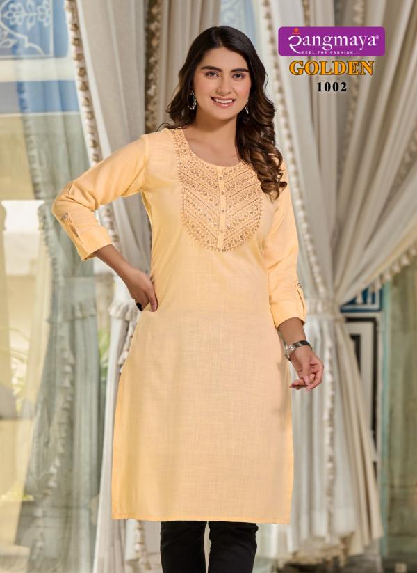 Rangmaya Golden Rayon Fancy Kurti Collection