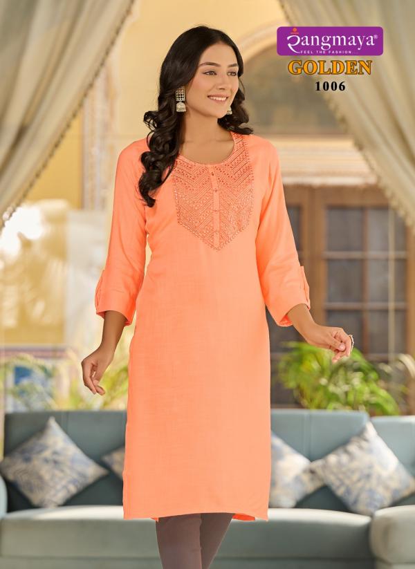 Rangmaya Golden Rayon Fancy Kurti Collection