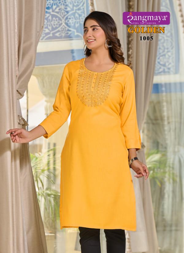 Rangmaya Golden Rayon Fancy Kurti Collection