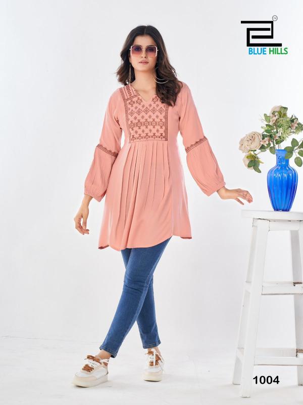 Blue Hills Manu Bhaker Rayon Short Kurti Collection