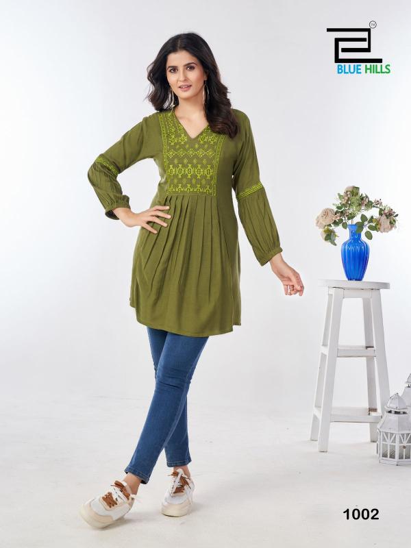 Blue Hills Manu Bhaker Rayon Short Kurti Collection