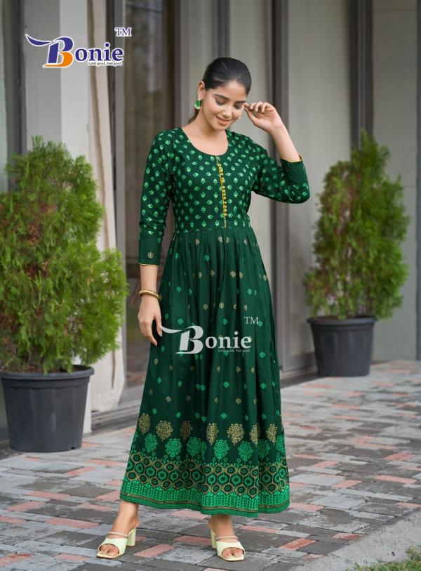 Bonie Aanchal Vol 4 Rayon Printed Long Kurti Collection