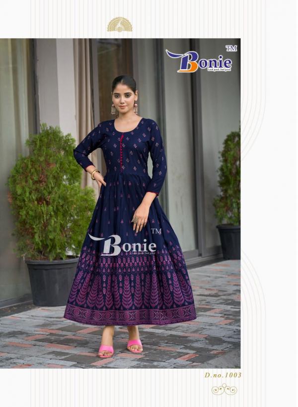 Bonie Aanchal Vol 4 Rayon Printed Long Kurti Collection