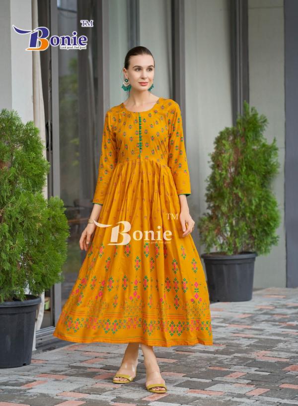 Bonie Aanchal Vol 4 Rayon Printed Long Kurti Collection