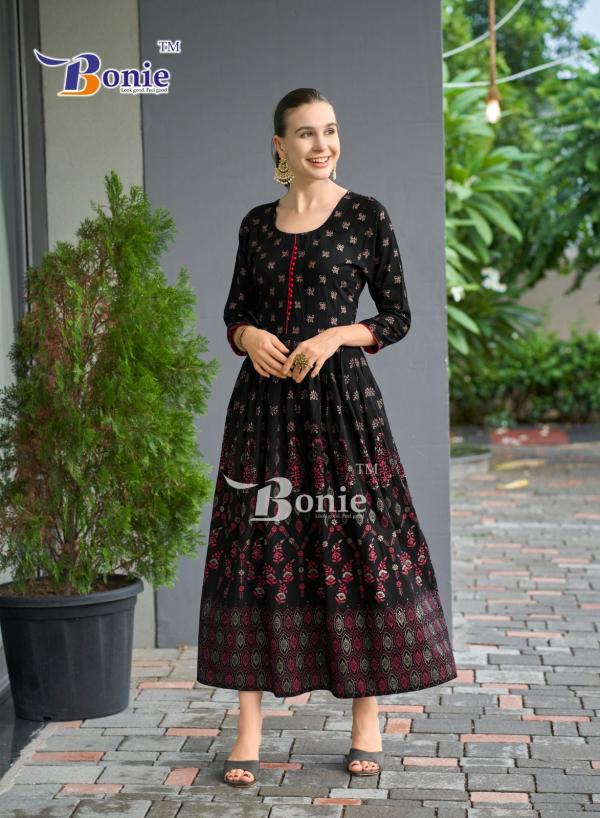 Bonie Aanchal Vol 4 Rayon Printed Long Kurti Collection