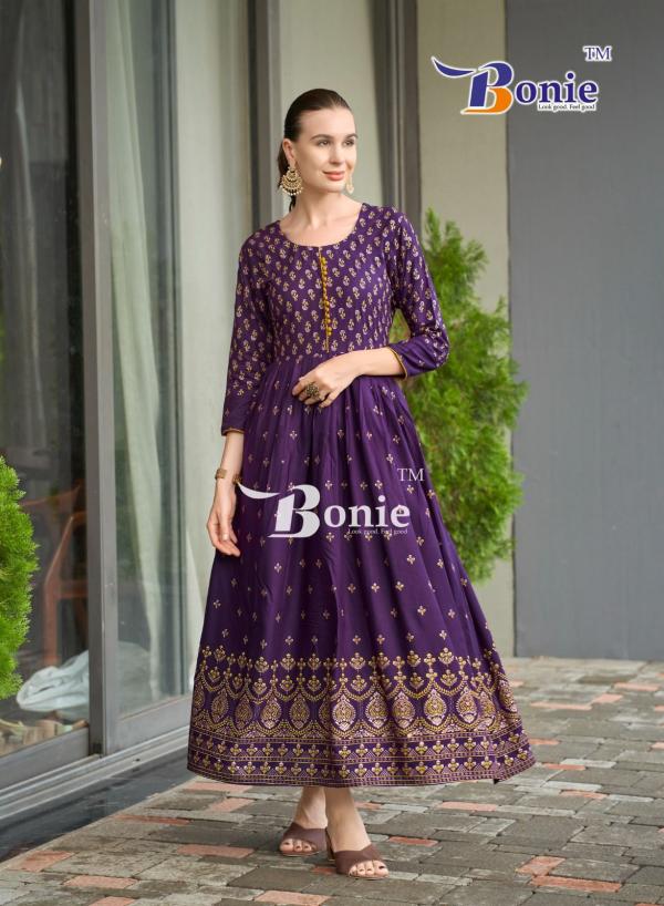 Bonie Aanchal Vol 4 Rayon Printed Long Kurti Collection