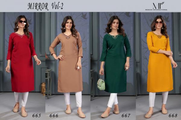 Moksh Mirror Vol 2 Regular Wear Kurti With Pant Collection