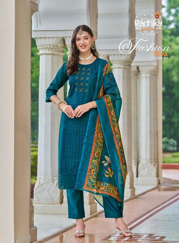 Radhika Fashion Diva Vol 1 Kurti Bottom With Dupatta Collection