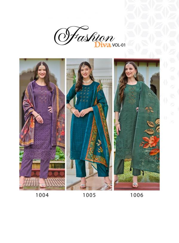 Radhika Fashion Diva Vol 1 Kurti Bottom With Dupatta Collection