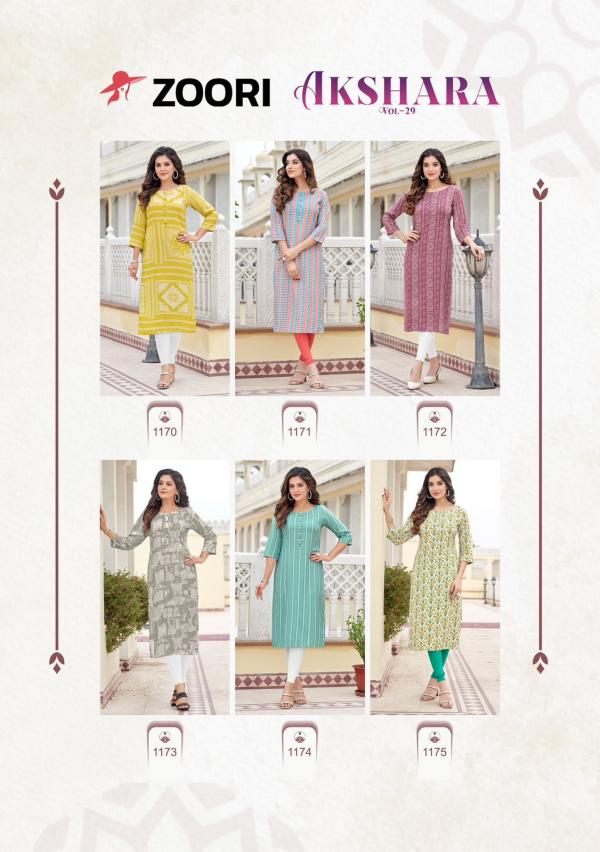 Zoori Akshara Vol 29 Rayon Printed Kurti Collection