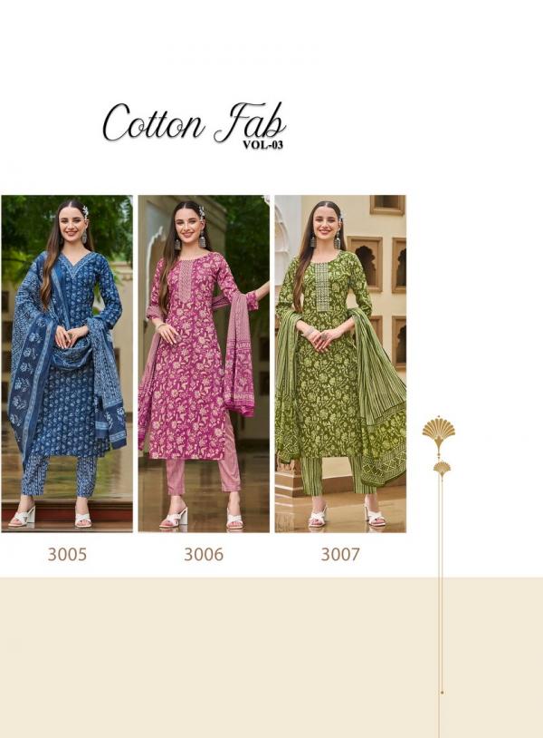 Radhika Cotton Fab Vol 3 Printed Kurti Bottom With Dupatta