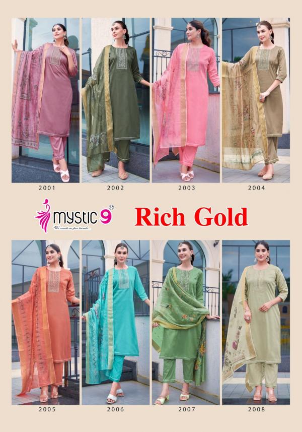 Mystic 9 Rich Gold Vol 2 Cotton Kurti Bottom With Dupatta