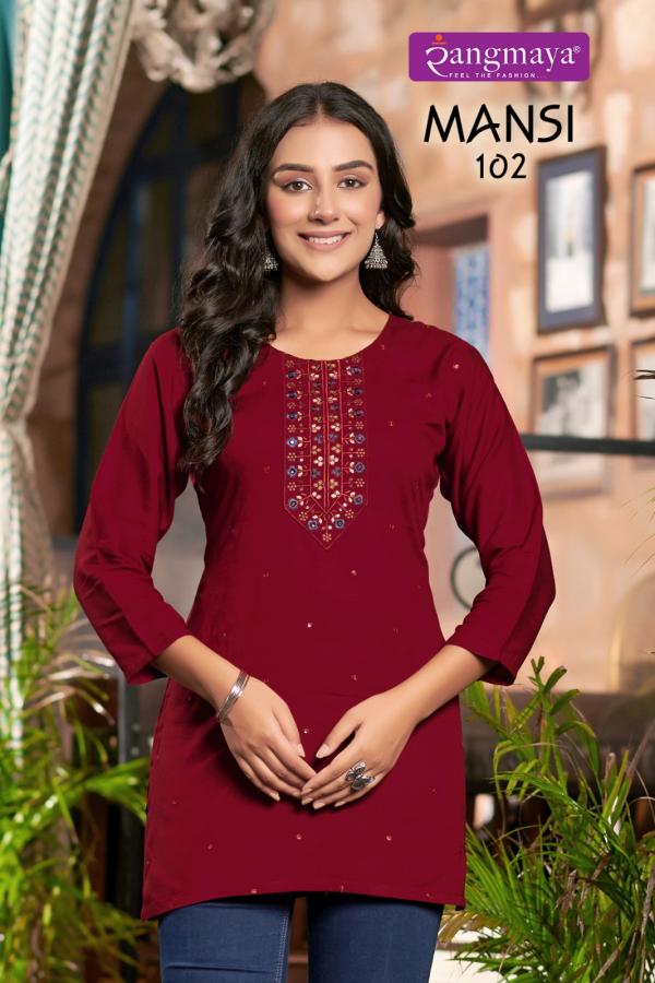 Rangmaya Mansi Rayon Fancy Short Top Collection