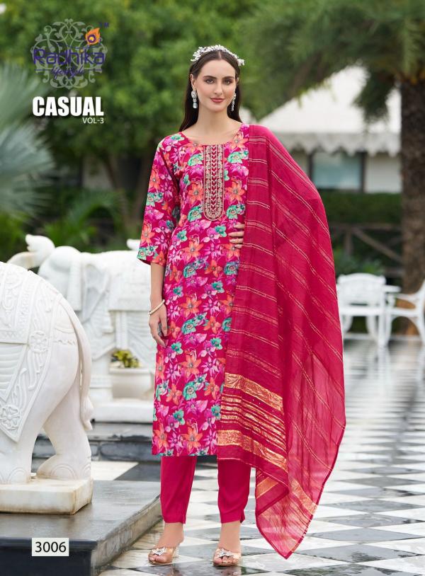 Radhika Casual Vol 3 Rayon Kurti Pant With Dupatta Collection