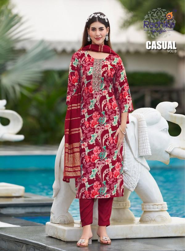 Radhika Casual Vol 3 Rayon Kurti Pant With Dupatta Collection