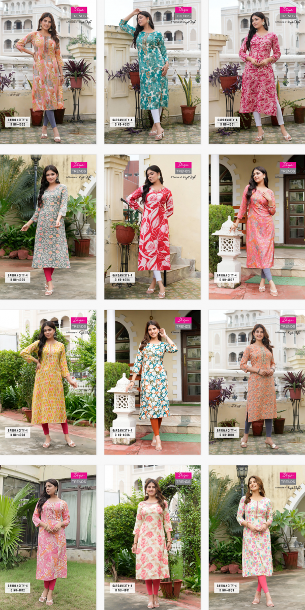 Gardencity Vol 4 By Diya Trends Printed Kurti Collection