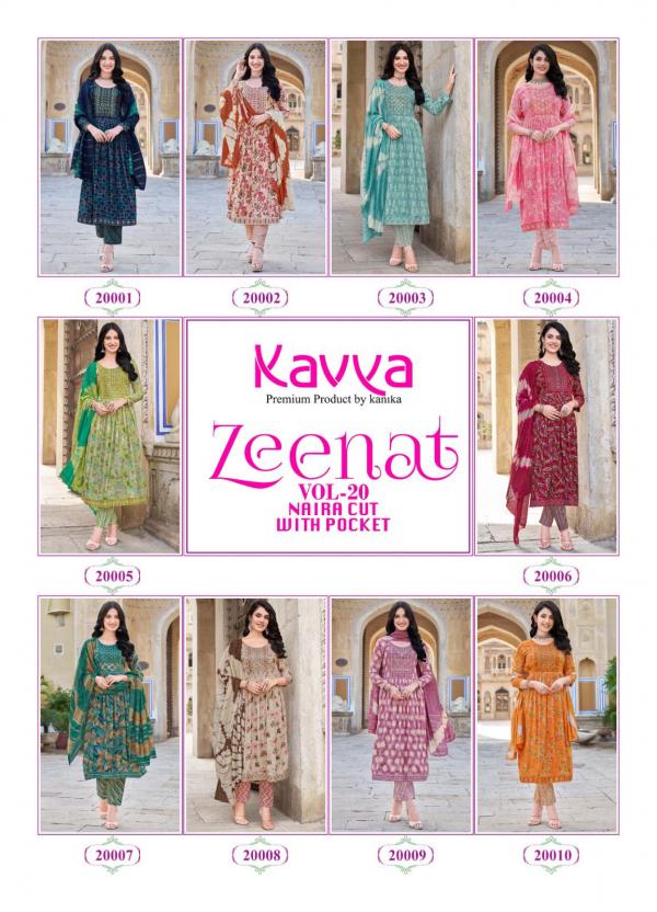 Kavya Zeenat Vol 20 Foil Printed Kurti Bottom With Dupatta