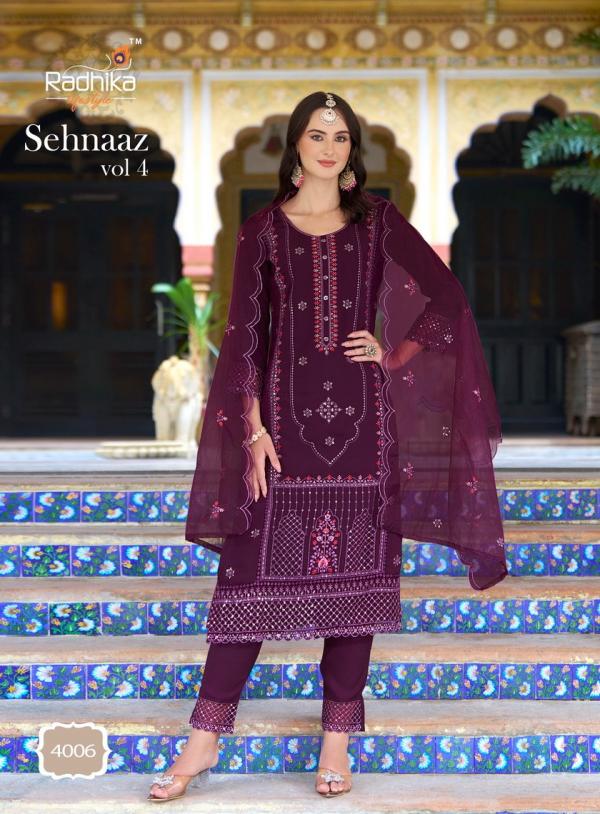 Radhika Sehnaaz Vol 4 Roman Silk Designer Ready Made Collection