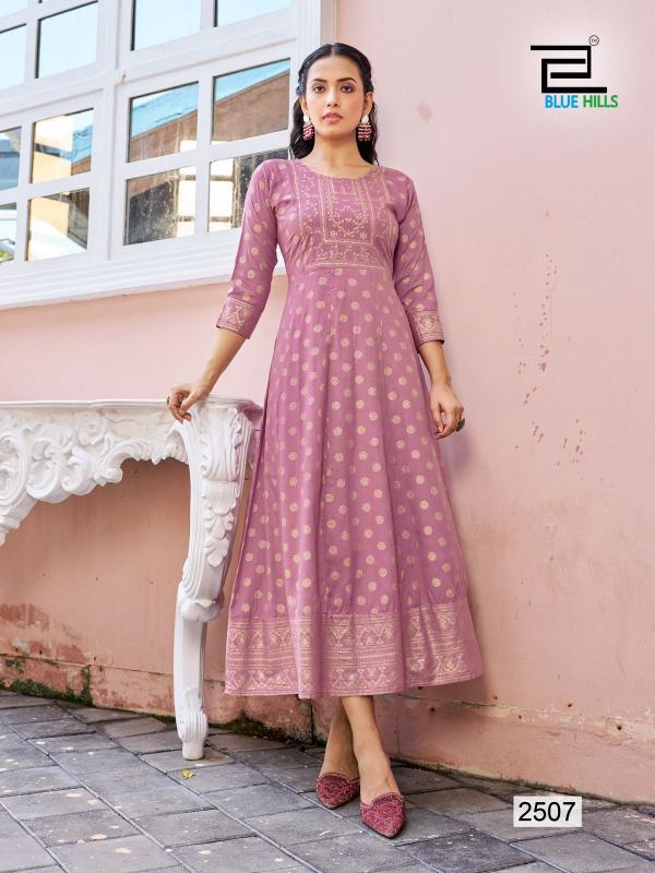 Blue Hills Womaniya Vol 25 Rayon Foil Printed Anarkali Kurti Collection