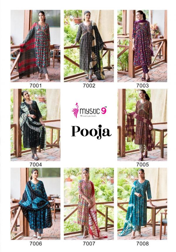 Mystic 9 Pooja Vol 7 Aliya Cut Kurti Bottom With Dupatta