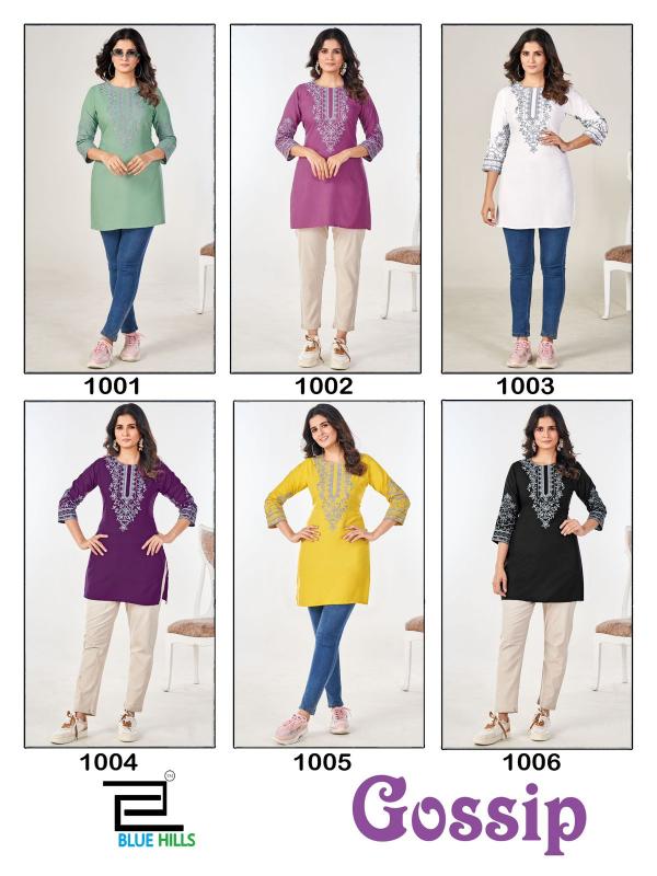 Blue Hills Gossip Rayon Side Cut Short Kurti Collection