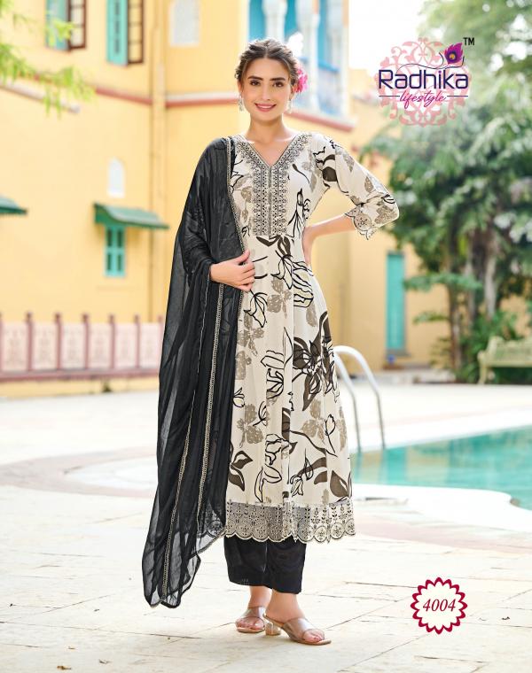 Radhika Anarkali Vol 4 Rayon Kurti Pant With Dupatta Collection