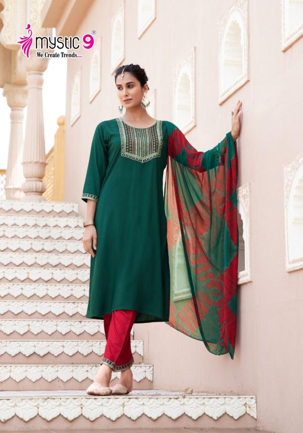 Mystic 9 Janki Vol 1 Kurti Bottom With Dupatta Collection