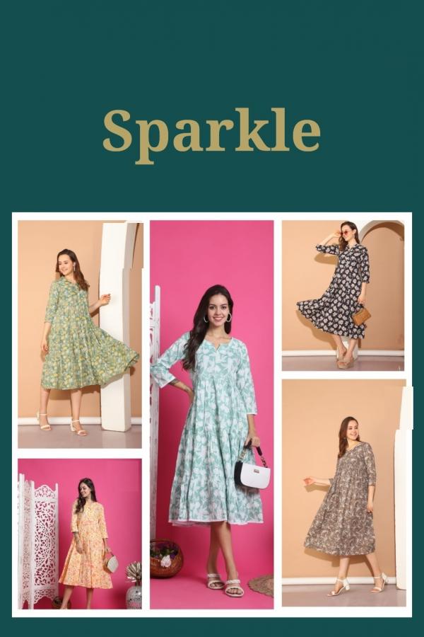 Trendy Sparkle Cotton Printed Kurti Collection