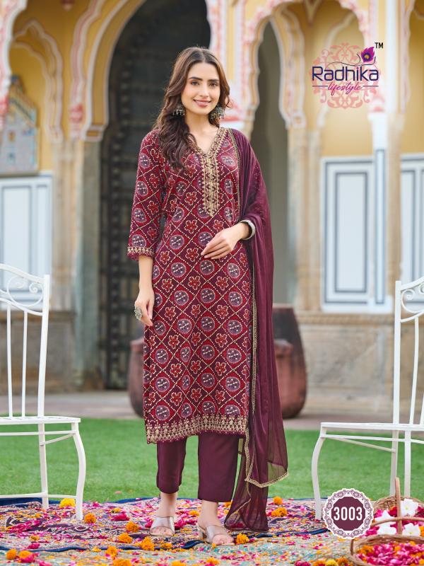 Radhika Rivazo Vol 3 Rayon Kurti Pant With Dupatta Collection