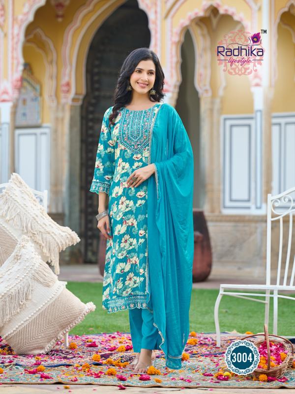 Radhika Rivazo Vol 3 Rayon Kurti Pant With Dupatta Collection