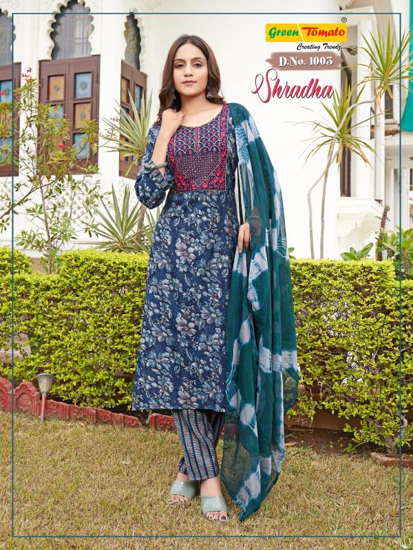 Green Tomato Shradha Capsual Printed Kurti Bottom With Dupatta