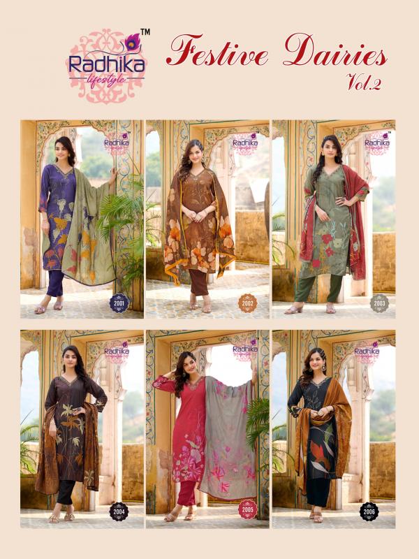 Radhika Festive Dairies Vol 2 Kurti Pant With Dupatta Collection