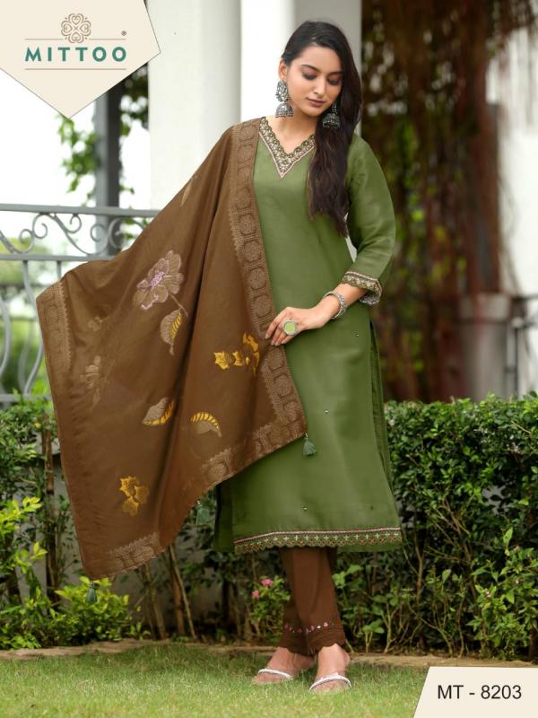 Mittoo Mt 8203 And 8204 Shimmer Kurti Bottom With Dupatta