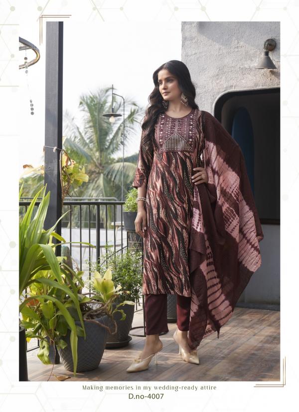 Mystic 9 Sabri Vol 4 Rayon Foil Printed Kurti Bottom With Dupatta