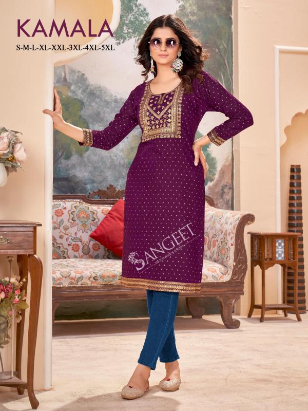 Sangeet Kamala Rayon Gold Printed Kurti Collection