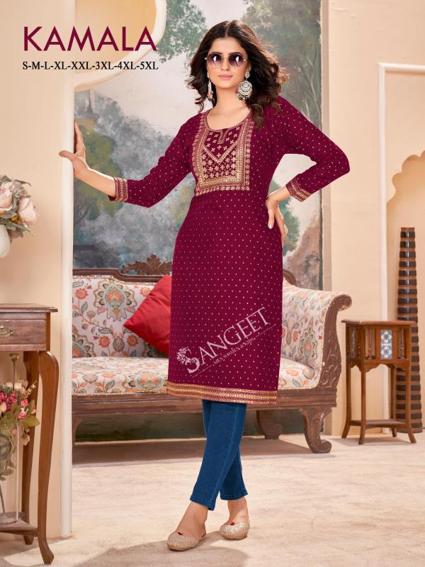 Sangeet Kamala Rayon Gold Printed Kurti Collection