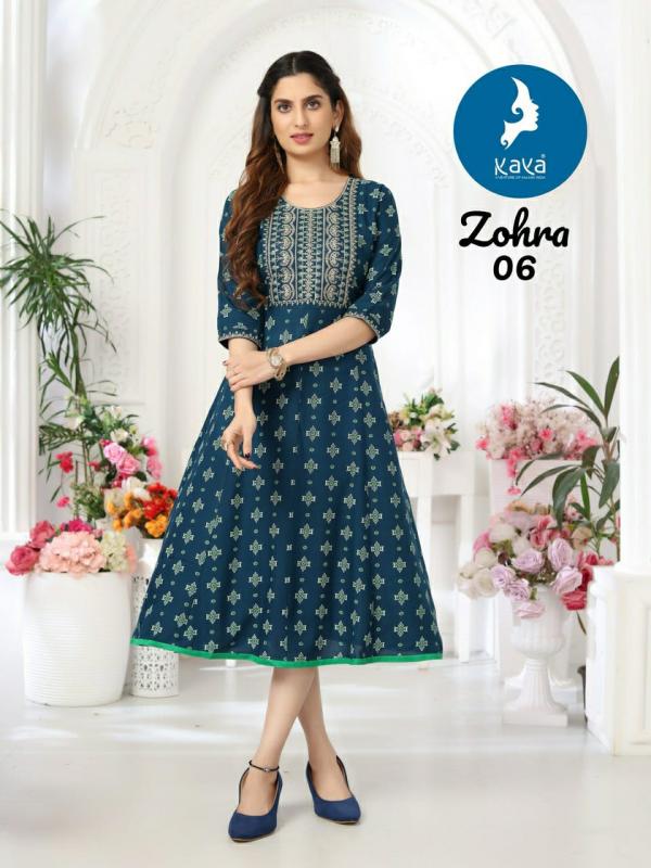 Kaya Zohra Rayon Foil Printed Anarkali Kurti Collection