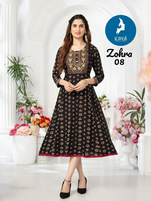 Kaya Zohra Rayon Foil Printed Anarkali Kurti Collection