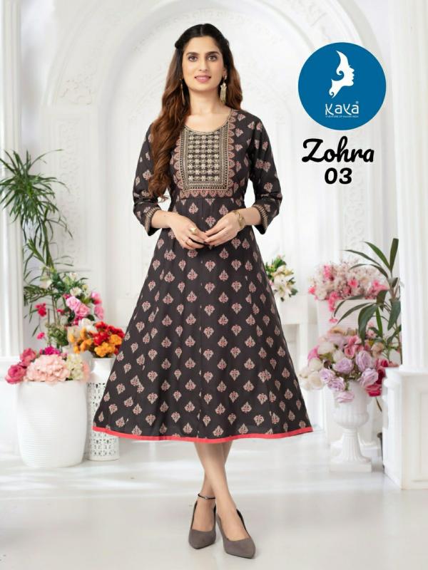 Kaya Zohra Rayon Foil Printed Anarkali Kurti Collection