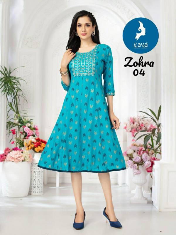 Kaya Zohra Rayon Foil Printed Anarkali Kurti Collection