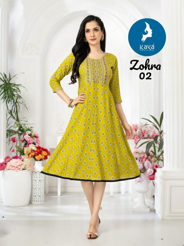 Kaya Zohra Rayon Foil Printed Anarkali Kurti Collection