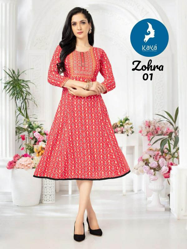 Kaya Zohra Rayon Foil Printed Anarkali Kurti Collection