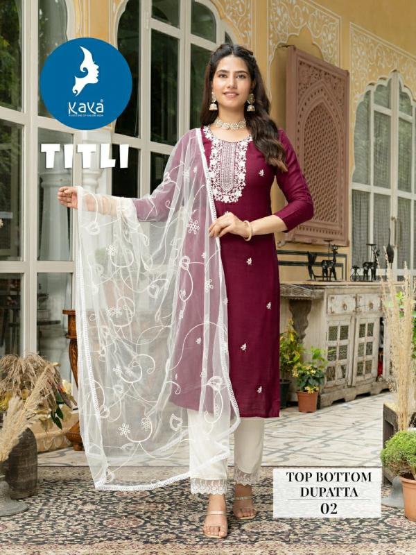 Kaya Titli Rayon Slub Kurti Bottom With Dupatta Collection