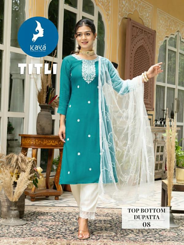 Kaya Titli Rayon Slub Kurti Bottom With Dupatta Collection