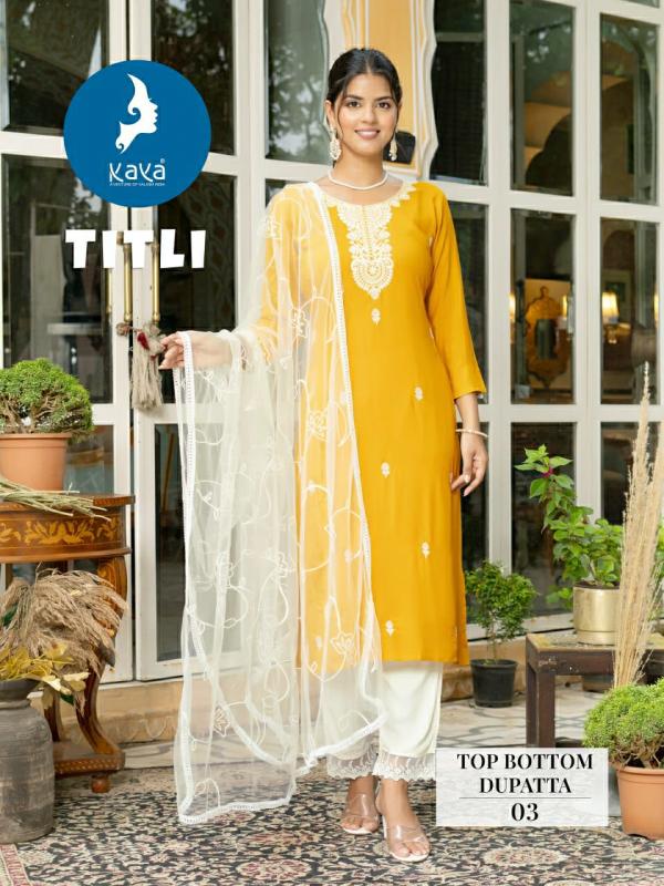 Kaya Titli Rayon Slub Kurti Bottom With Dupatta Collection