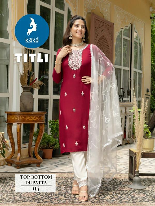 Kaya Titli Rayon Slub Kurti Bottom With Dupatta Collection