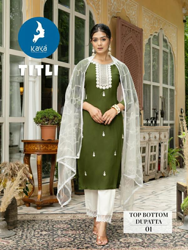 Kaya Titli Rayon Slub Kurti Bottom With Dupatta Collection