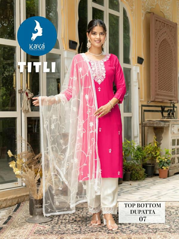 Kaya Titli Rayon Slub Kurti Bottom With Dupatta Collection